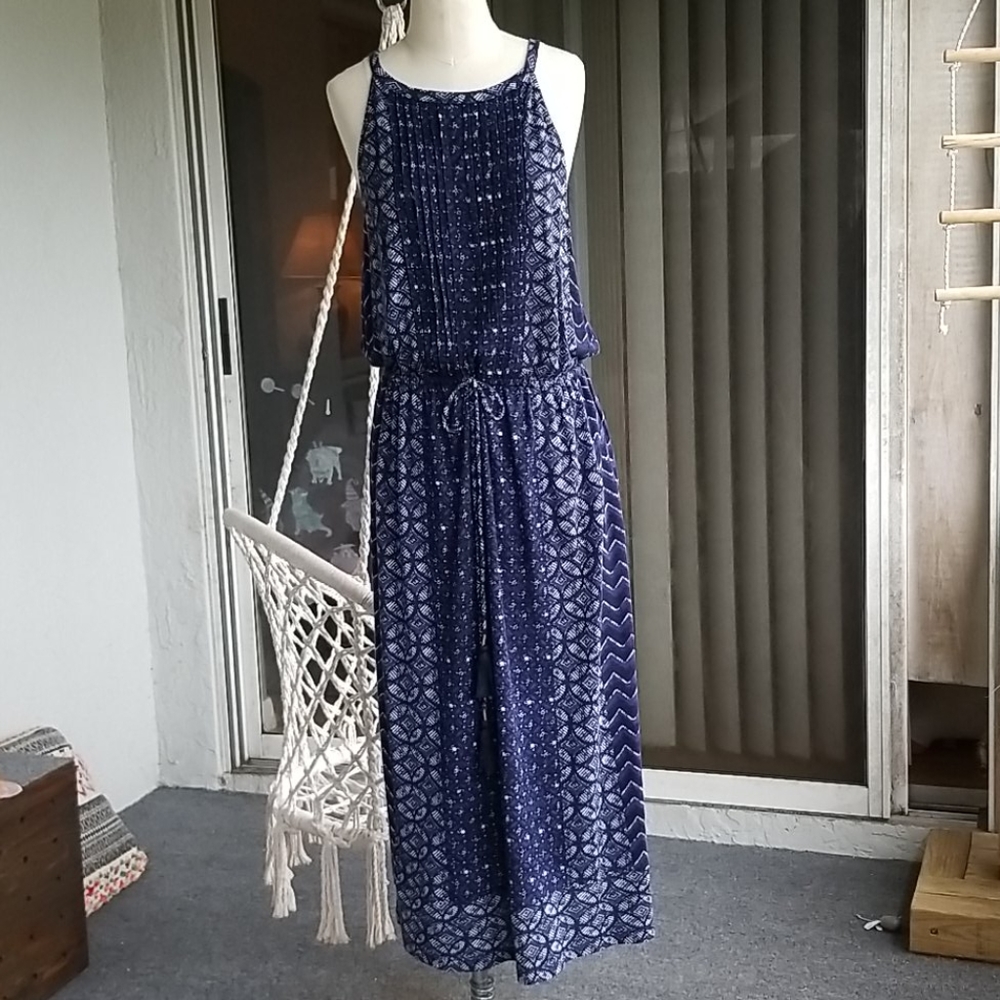 Lucky Brand Blue Medallion Print Tank Dress